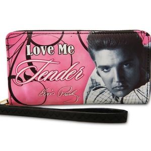 Pink black Elvis Presley wallet Love me tender E8753